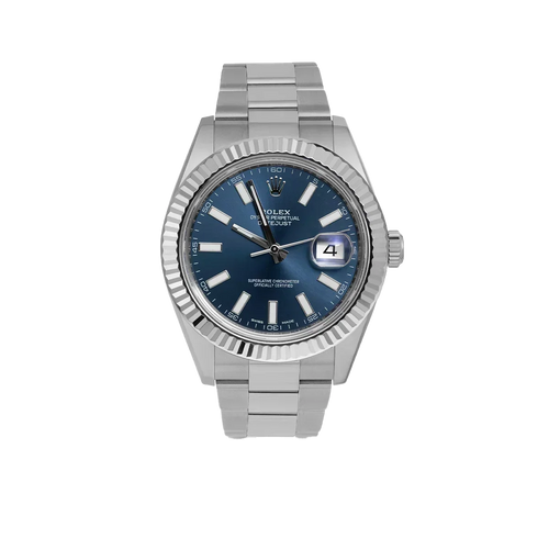 Datejust 116334 Fluted Bezel Watch 41mm Blue Index Dial