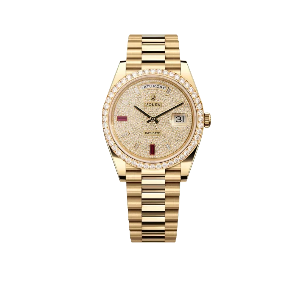Day-Date 40mm Yellow Gold Diamond Ruby Pave Dial Diamond Bezel 228348RBR