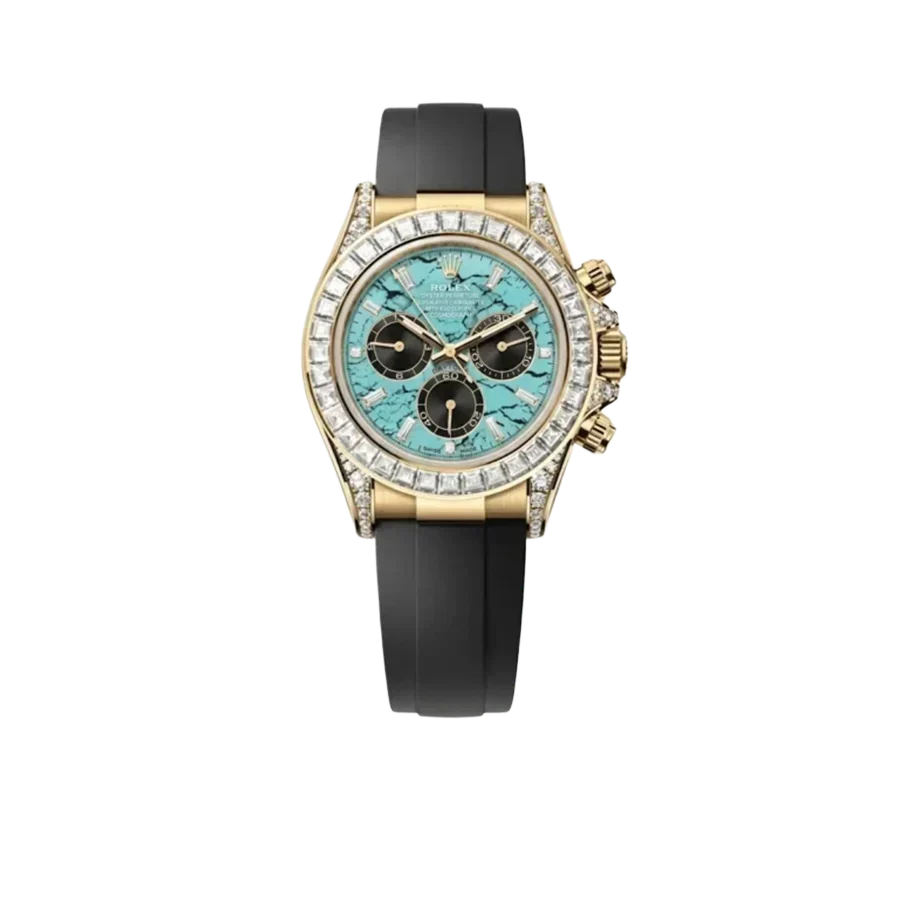 Daytona 126538TBR Yellow Gold Turquoise Stone Dial Diamond Bezel Oysterflex