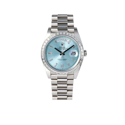 Day-Date 40mm Ice Blue Dial Baguette Set Bezel 228396TBR