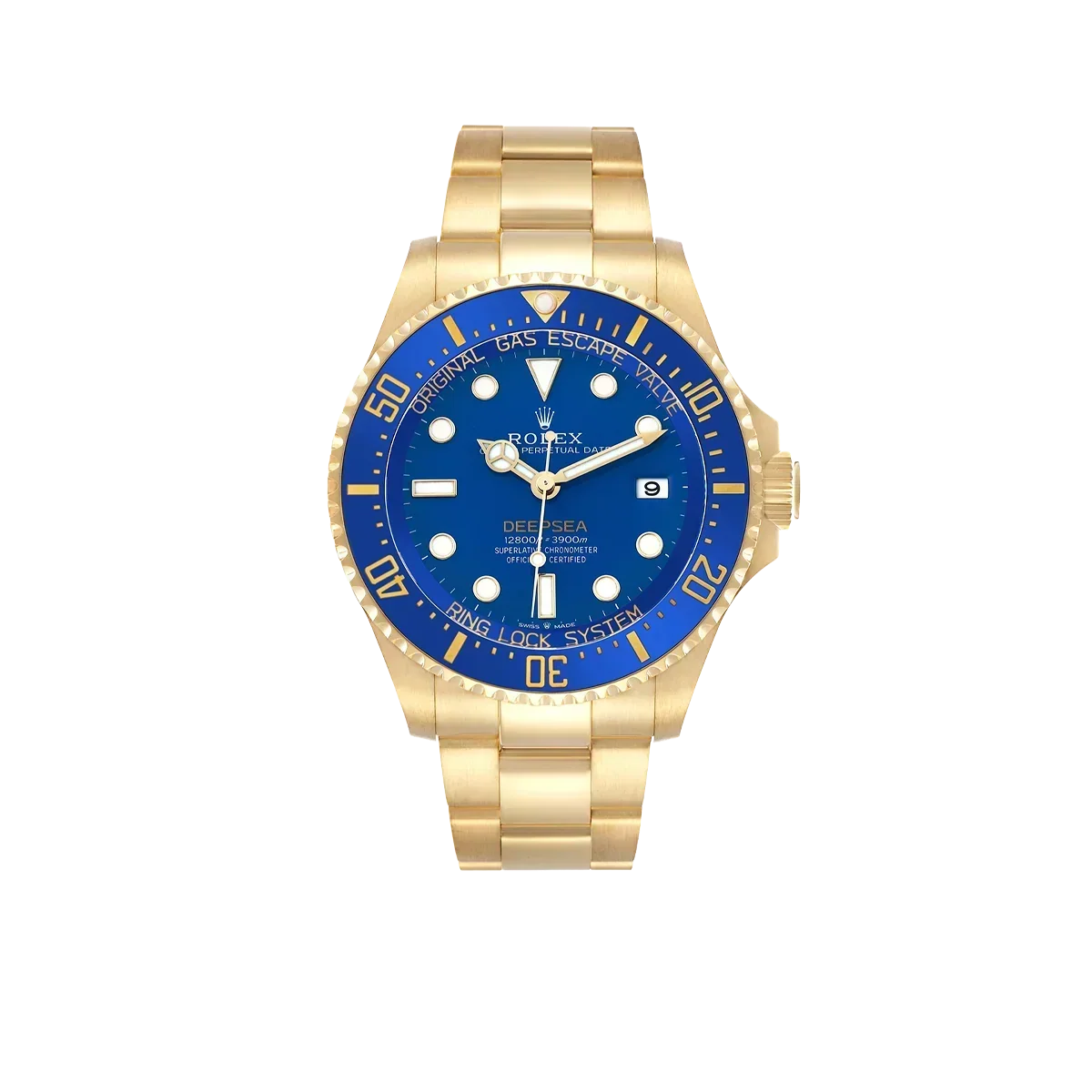 Seadweller Deepsea 44mm Yellow Gold Blue Dial Mens Watch 136668