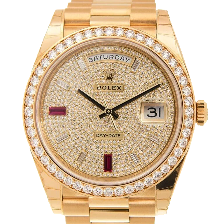 Day-Date 40mm Yellow Gold Diamond Ruby Pave Dial Diamond Bezel 228348RBR