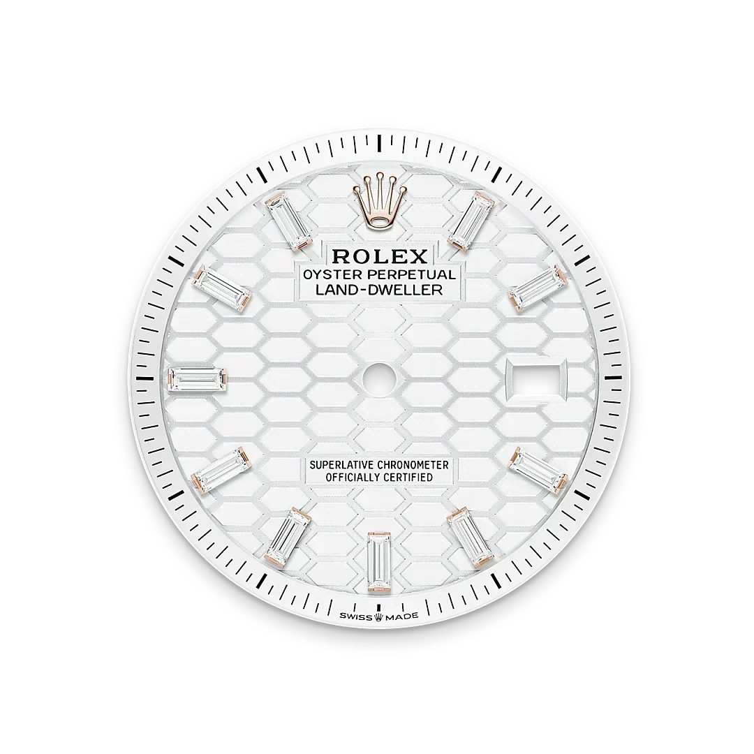 Land-Dweller Oyster 40mm Everosegold & Diamonds Intense White Honeycomb Motif Dial  127385TBR-0003