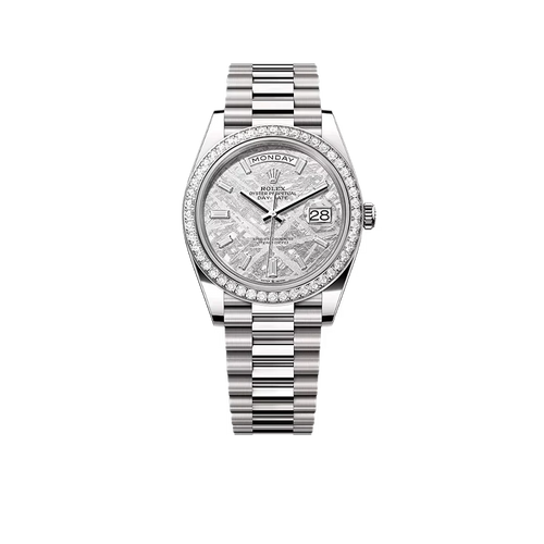 Day-Date 40mm Meteorite Dial, Platinum Diamonds M228349RBR-0040 New