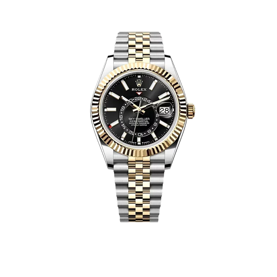 Sky-Dweller 42 mm Oyster, Oystersteel and Yellow Gold 336933 Bright Black