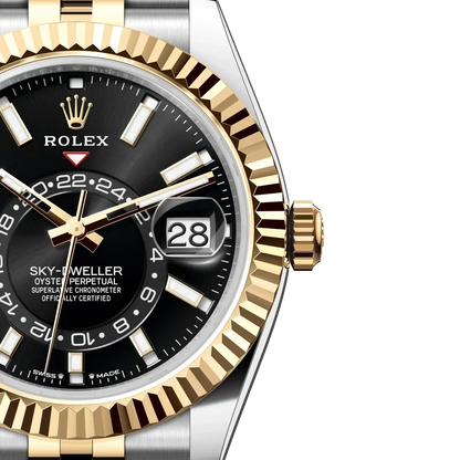 Sky-Dweller 42 mm Oyster, Oystersteel and Yellow Gold 336933 Bright Black