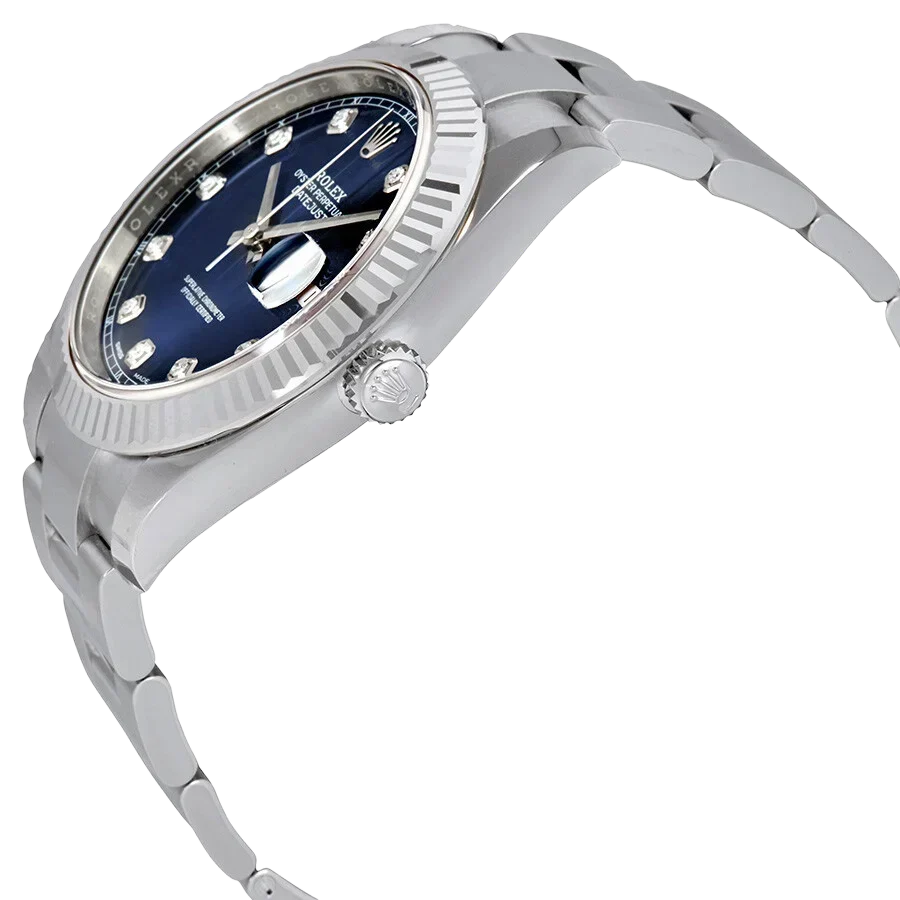 Datejust 41mm Oystersteel and white gold, blue and diamond-set dial 126334-0015