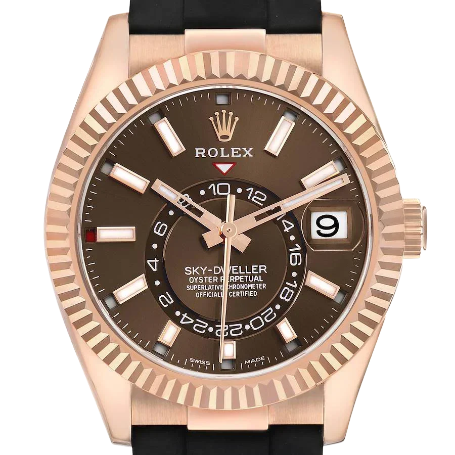 Sky-Dweller 42mm Rose Gold Chocolate Brown Dial Mens Watch 326235