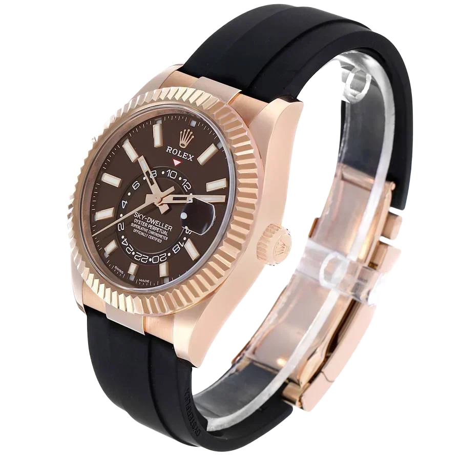 Sky-Dweller 42mm Rose Gold Chocolate Brown Dial Mens Watch 326235