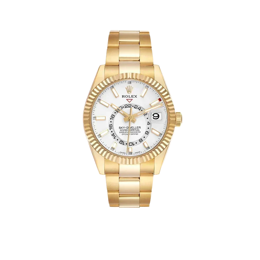 Sky-Dweller 42mm Yellow Gold White Dial Automatic Mens Watch 326938