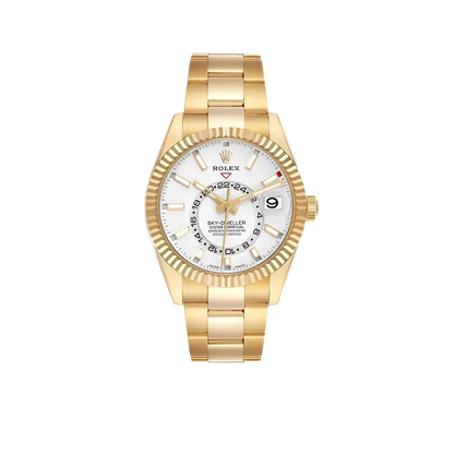 Sky-Dweller 42mm Yellow Gold White Dial Automatic Mens Watch 326938