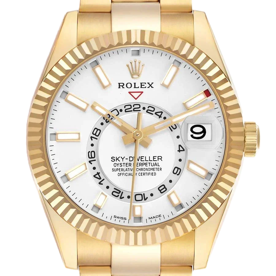 Sky-Dweller 42mm Yellow Gold White Dial Automatic Mens Watch 326938